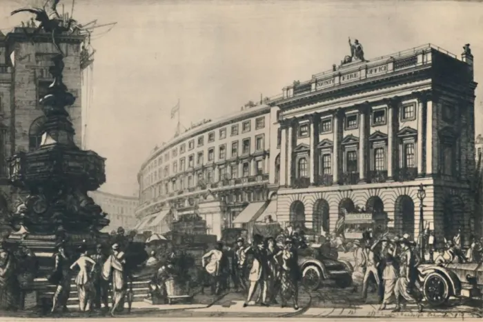 Framed Print : Piccadilly Circus, looking North, 1927. Creator: Randolph Schwabe Framed Print : Piccadilly Circus, looking North, 1927. Creator: Randolph Schwabe