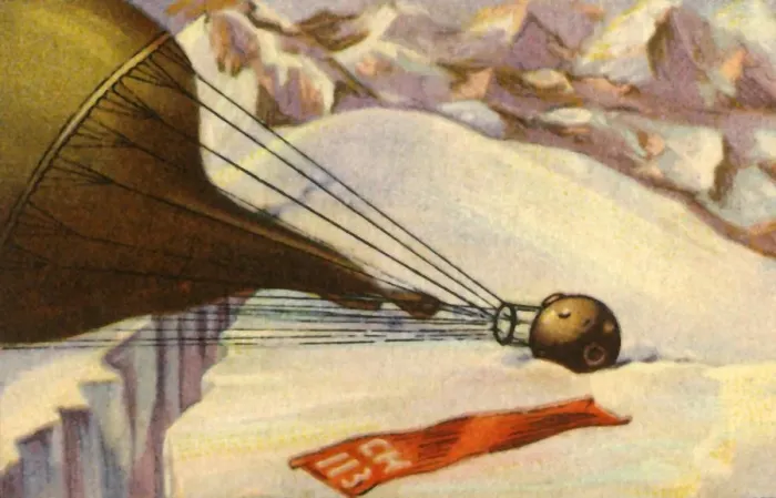 Framed Print : Piccards altitude research balloon lands in the Alps, 1931, (1932). Creator: Unknown Framed Print : Piccards altitude research balloon lands in the Alps, 1931, (1932). Creator: Unknown