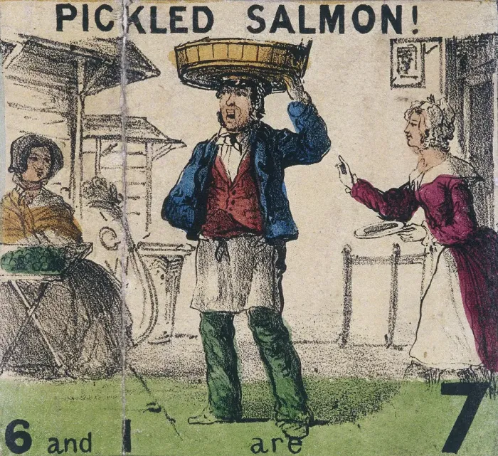 Framed Print : Pickled Salmon!, Cries of London, c1840. Artist: TH Jones