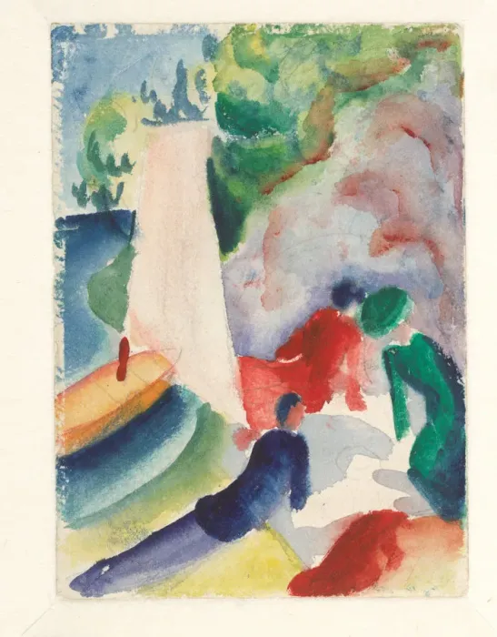 Framed Print : Picnic on the Beach (Picnic after Sailing), 1913. Artist: Macke, August (1887-1914) Framed Print : Picnic on the Beach (Picnic after Sailing), 1913. Artist: Macke, August (1887-1914)