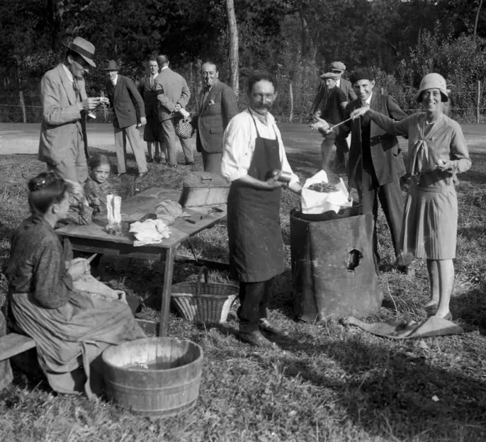 Framed Print : Picnic at Boulogne Motor Week, France, 1928. Artist: Bill Brunell Framed Print : Picnic at Boulogne Motor Week, France, 1928. Artist: Bill Brunell