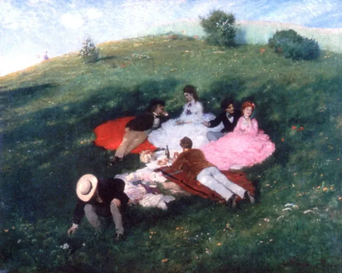 Framed Print : Picnic in May, 1873. Artist: Pal Szinyei Merse Framed Print : Picnic in May, 1873. Artist: Pal Szinyei Merse