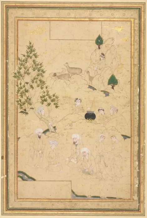 Framed Print : Picnic in the Mountains; Single Page Illustration, c. 1550-1600. Creator: Muhammadi (Iranian) Framed Print : Picnic in the Mountains; Single Page Illustration, c. 1550-1600. Creator: Muhammadi (Iranian)