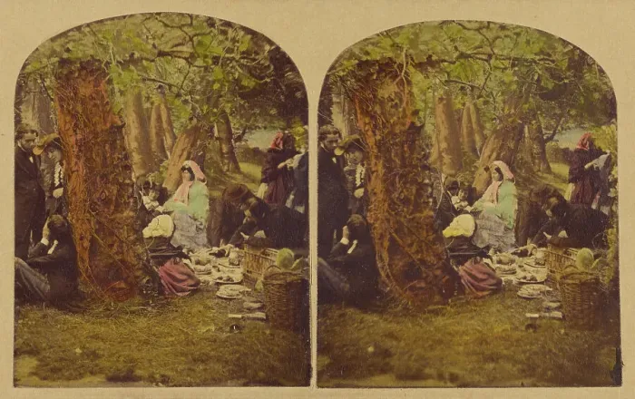 Framed Print : A Picnic Party, about 1857. Creators: London Stereoscopic & Photographic Co, Joseph John Elliott Framed Print : A Picnic Party, about 1857. Creators: London Stereoscopic & Photographic Co, Joseph John Elliott
