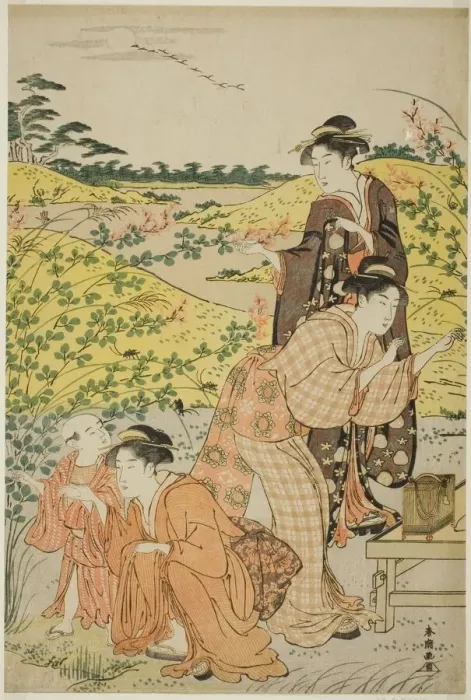 Framed Print : A Picnic Party, c. 1785  /  95. Creator: Katsukawa Shuncho