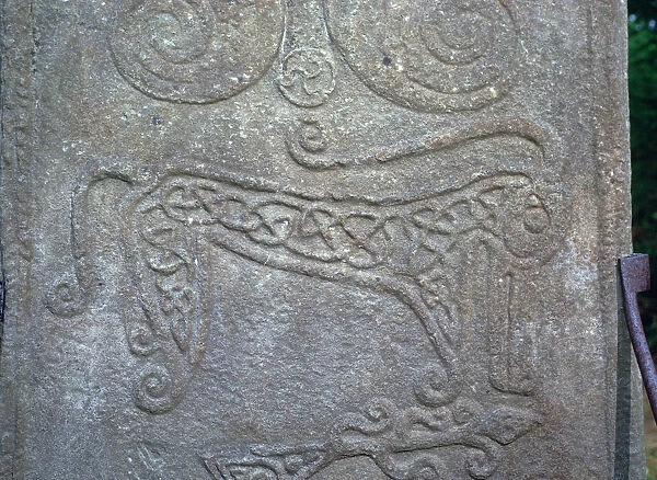Detail of a Pictish carved stone showing the Pictish Beast symbol, 6th century