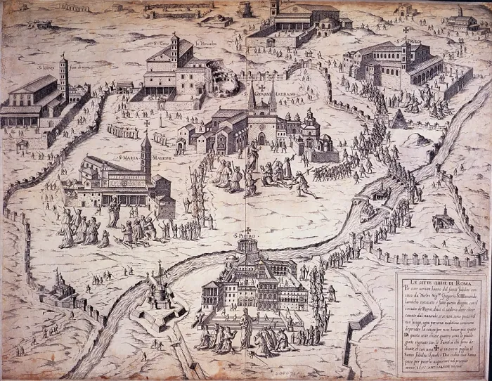 Framed Print : Pictorial map of Rome, 1575, (1890s). Creator: Unknown Framed Print : Pictorial map of Rome, 1575, (1890s). Creator: Unknown