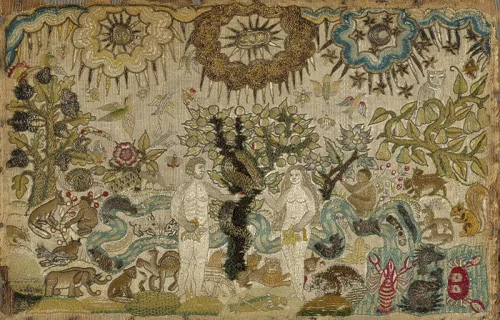 Framed Print : Picture (Depicting the Creation), England, 17th century. Creator: Unknown Framed Print : Picture (Depicting the Creation), England, 17th century. Creator: Unknown