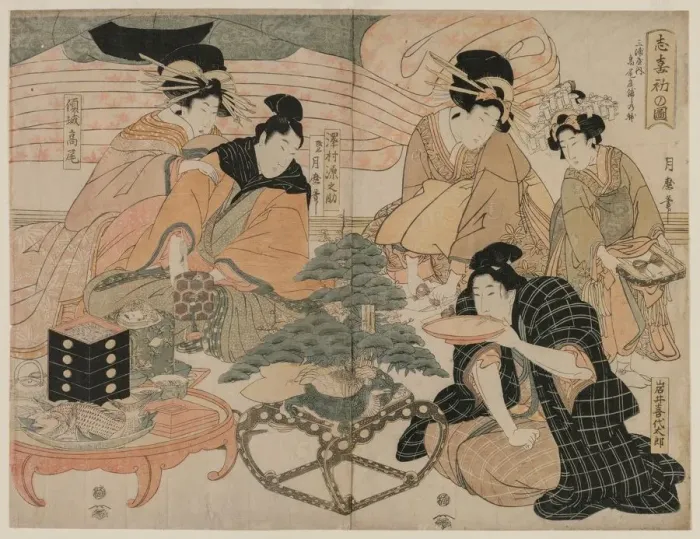 Framed Print : Picture of the First Visit to the Pleasure Quarters, mid 1800s. Creator: Kitagawa Tsukimaro Framed Print : Picture of the First Visit to the Pleasure Quarters, mid 1800s. Creator: Kitagawa Tsukimaro