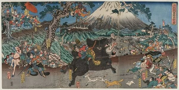 Picture of Minamoto no Yoritomos Hunt on the Slopes of Mount Fuji, mid 1840s. Creator