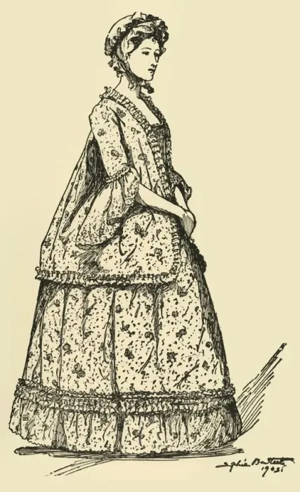 Framed Print : Picture of a short Watteau sacque worn over a petticoat, c1750-1800, 1903, (1937) Framed Print : Picture of a short Watteau sacque worn over a petticoat, c1750-1800, 1903, (1937)