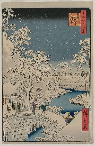 Picture of Twilight at the Drum Bridge in Meguro... 1857. Creator: Ando Hiroshige (Japanese, 1797-1858)