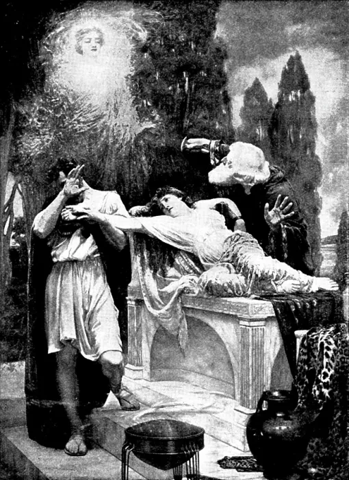 Framed Print : Pictures from the Royal Academy: The Sacrifice of Iphigenia - Reginald Arthur, 1895. Creator: George Meisenbach Framed Print : Pictures from the Royal Academy: The Sacrifice of Iphigenia - Reginald Arthur, 1895. Creator: George Meisenbach