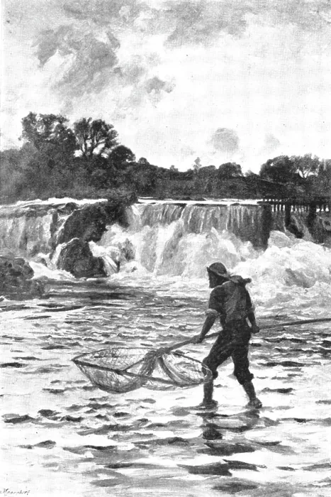 Framed Print : Pictures from the Royal Academy: Salmon-Fishing on the Dee...Shoulder-Net - C. Hunter, A.R.A. 1895. Creator: George Meisenbach Framed Print : Pictures from the Royal Academy: Salmon-Fishing on the Dee...Shoulder-Net - C. Hunter, A.R.A. 1895. Creator: George Meisenbach