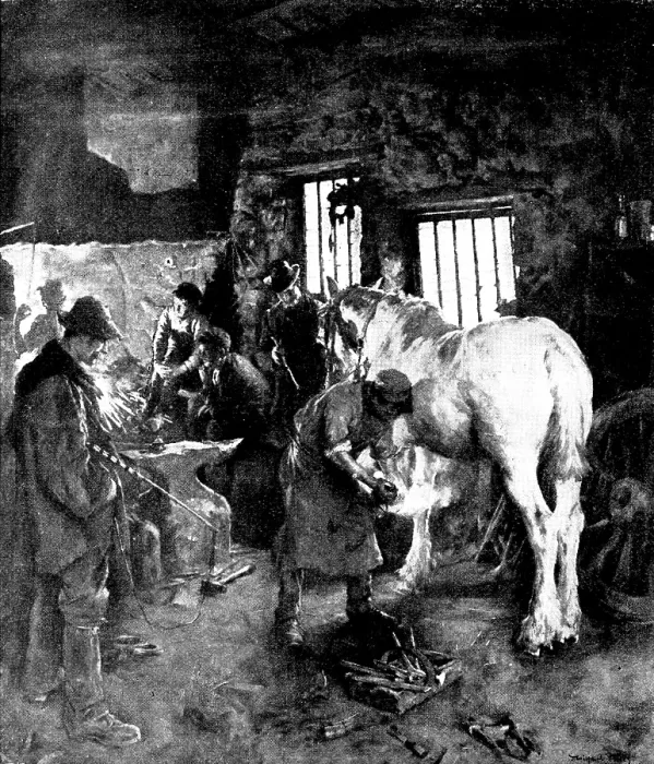 Framed Print : Pictures from the Royal Academy: The Smithy - Stanhope A. Forbes, A.R.A. 1895. Creator: George Meisenbach Framed Print : Pictures from the Royal Academy: The Smithy - Stanhope A. Forbes, A.R.A. 1895. Creator: George Meisenbach