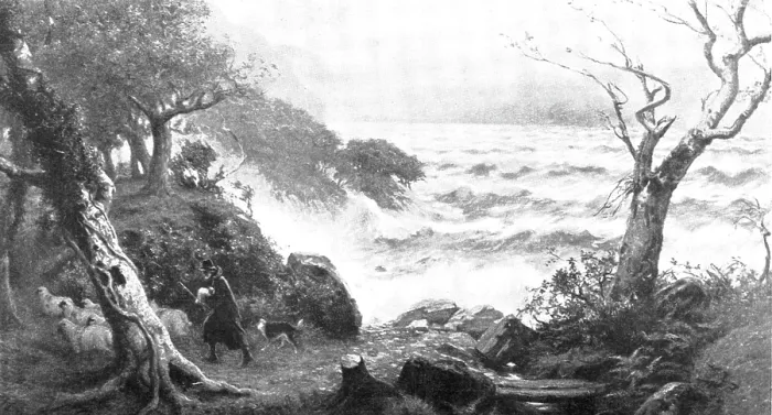 Framed Print : Pictures from the Royal Academy: A Storm on Albion's Coast - P. R. Morris, A.R.A. 1895 Framed Print : Pictures from the Royal Academy: A Storm on Albion's Coast - P. R. Morris, A.R.A. 1895