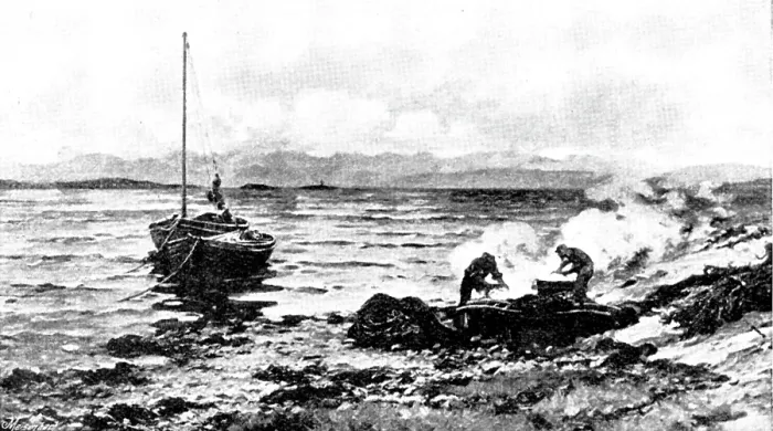 Framed Print : Pictures from the Royal Academy: Tanning the Herring-Nets - C. Hunter, A.R.A. 1895. Creator: George Meisenbach Framed Print : Pictures from the Royal Academy: Tanning the Herring-Nets - C. Hunter, A.R.A. 1895. Creator: George Meisenbach