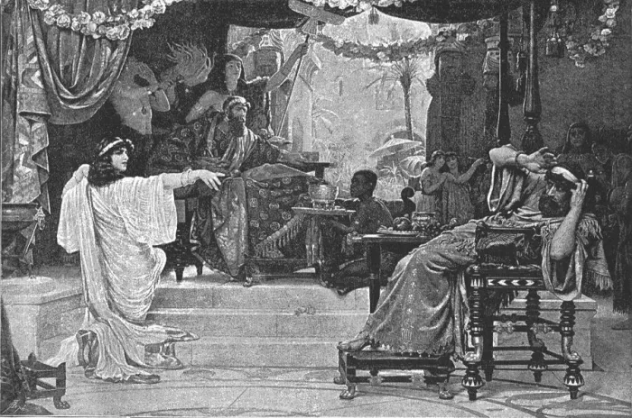 Framed Print : Pictures of the Year VIII, Esther denouncing Haman to Ahasuerus, 1888. Creator: Ernest Normand Framed Print : Pictures of the Year VIII, Esther denouncing Haman to Ahasuerus, 1888. Creator: Ernest Normand
