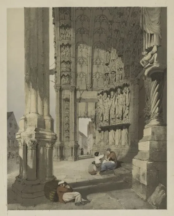 Framed Print : Picturesque Architecture in Paris, Ghent, Antwerp, Rouen, Etc. : South Porch of Chartres Cathedral