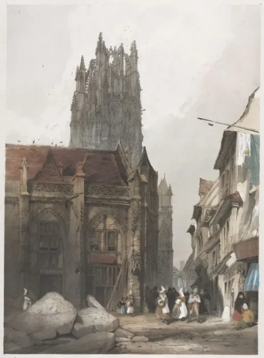 Framed Print : Picturesque Architecture in Paris, Ghent, Antwerp, Rouen: St. Laurent, Rouen, France, 1839 Framed Print : Picturesque Architecture in Paris, Ghent, Antwerp, Rouen: St. Laurent, Rouen, France, 1839