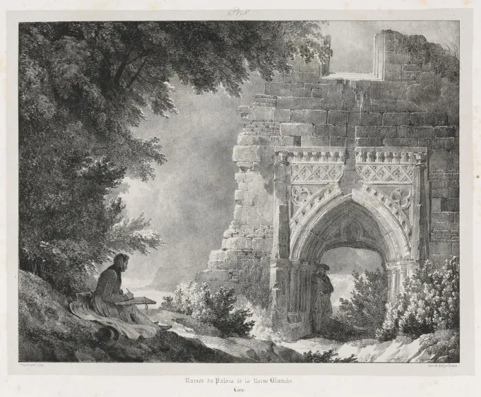 Framed Print : Picturesque and Romantic Journeys in Old France: Ruins of the Palace of the White Queen, 1824 Framed Print : Picturesque and Romantic Journeys in Old France: Ruins of the Palace of the White Queen, 1824