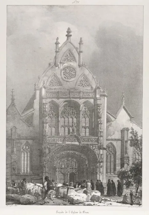 Framed Print : Picturesque and Romantic Trips in Old France, Franche-Compte: Front of the Church at Brou Framed Print : Picturesque and Romantic Trips in Old France, Franche-Compte: Front of the Church at Brou