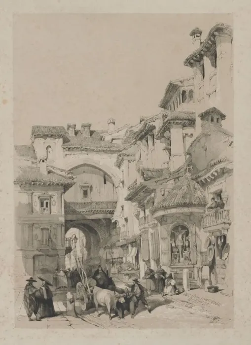 Framed Print : Picturesque Sketches in Spain: Gate of the Vivarrambla, Granada, 1837