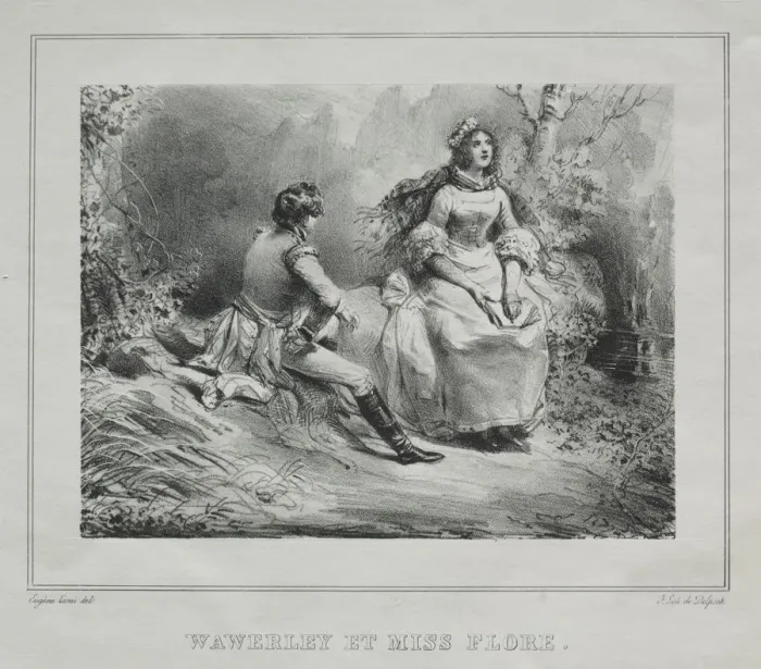 Framed Print : Picturesque Views of Scotland: Waverly and Miss Flora, 1825-1828. Creator: Eugene Louis Lami Framed Print : Picturesque Views of Scotland: Waverly and Miss Flora, 1825-1828. Creator: Eugene Louis Lami