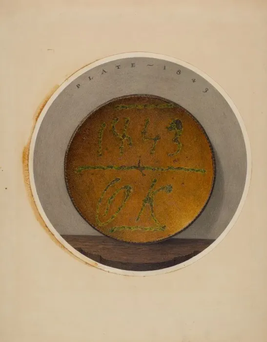 Framed Print : Pie Plate, c. 1938. Creator: John Matulis Framed Print : Pie Plate, c. 1938. Creator: John Matulis