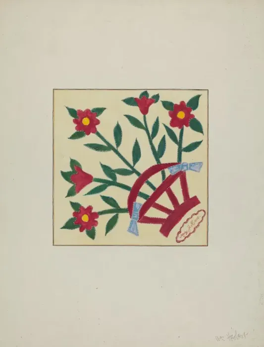 Framed Print : Pieced Quilt (1 Square), c. 1940. Creator: William Herbert Framed Print : Pieced Quilt (1 Square), c. 1940. Creator: William Herbert
