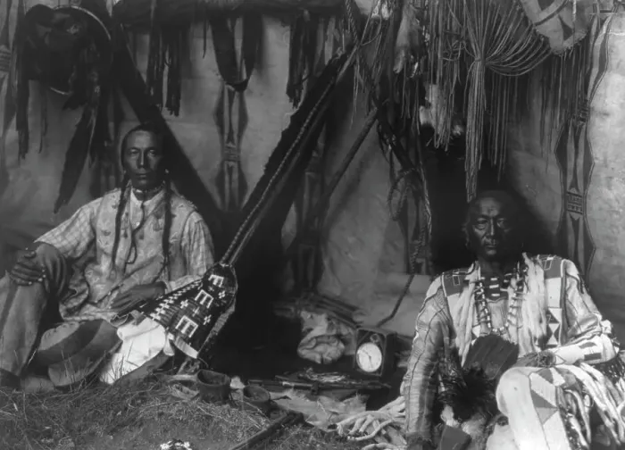 Framed Print : In a Piegan lodge, c1910. Creator: Edward Sheriff Curtis Framed Print : In a Piegan lodge, c1910. Creator: Edward Sheriff Curtis