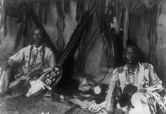 Framed Print : In a Piegan lodge, c1910. Creator: Edward Sheriff Curtis Framed Print : In a Piegan lodge, c1910. Creator: Edward Sheriff Curtis