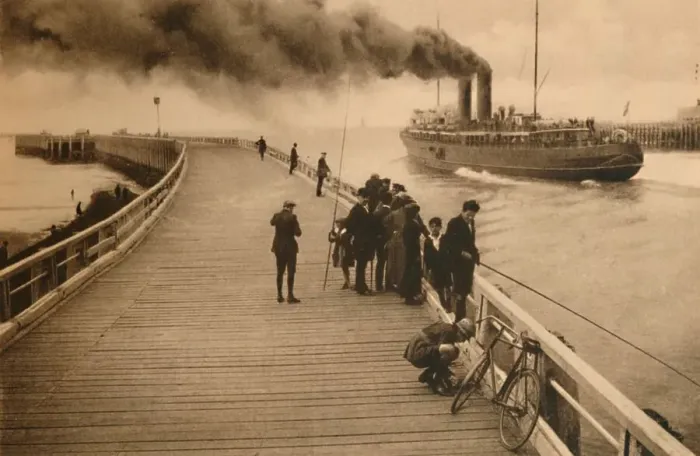 Framed Print : The Pier and the entrance of the Mail-Steamer, c1928 Framed Print : The Pier and the entrance of the Mail-Steamer, c1928