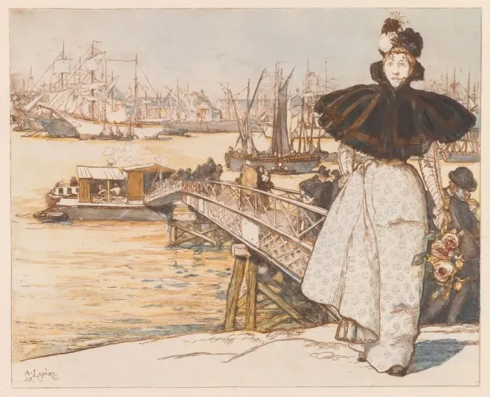 Framed Print : Pier on the Garonne, Bordeaux (Embarcadere sur la Garonne, Bordeaux), 1897. Creator Framed Print : Pier on the Garonne, Bordeaux (Embarcadere sur la Garonne, Bordeaux), 1897. Creator