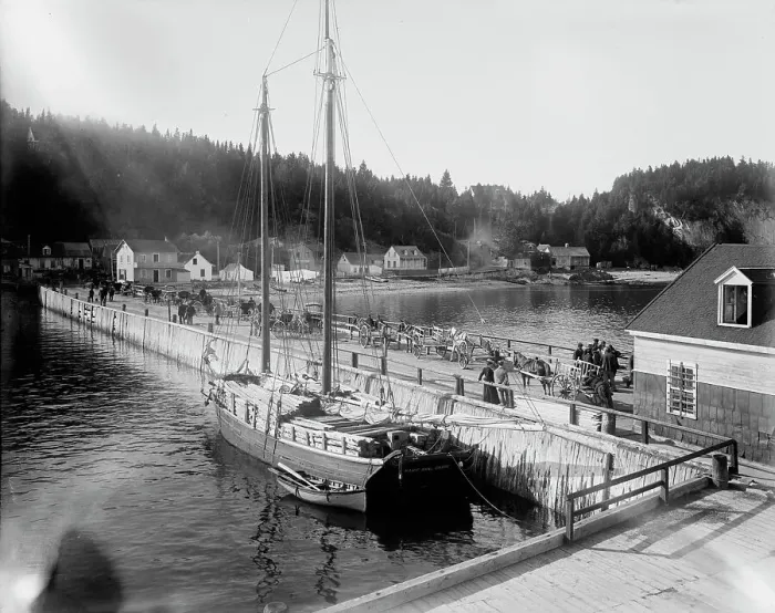 Framed Print : Pier at Murray Bay, St. Lawrence River, between 1890 and 1901. Creator: Unknown Framed Print : Pier at Murray Bay, St. Lawrence River, between 1890 and 1901. Creator: Unknown
