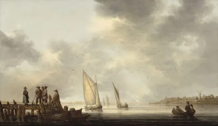 Framed Print : A Pier Overlooking Dordrecht, early 1640s. Creator: Aelbert Cuyp Framed Print : A Pier Overlooking Dordrecht, early 1640s. Creator: Aelbert Cuyp