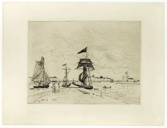Framed Print : Pier at the Port of Honfleur, 1865. Creator: Johan Barthold Jongkind Framed Print : Pier at the Port of Honfleur, 1865. Creator: Johan Barthold Jongkind