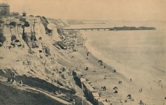 Framed Print : Pier and Sands from Dudley Chine (Boscombe Pier in distance), 1929 Framed Print : Pier and Sands from Dudley Chine (Boscombe Pier in distance), 1929