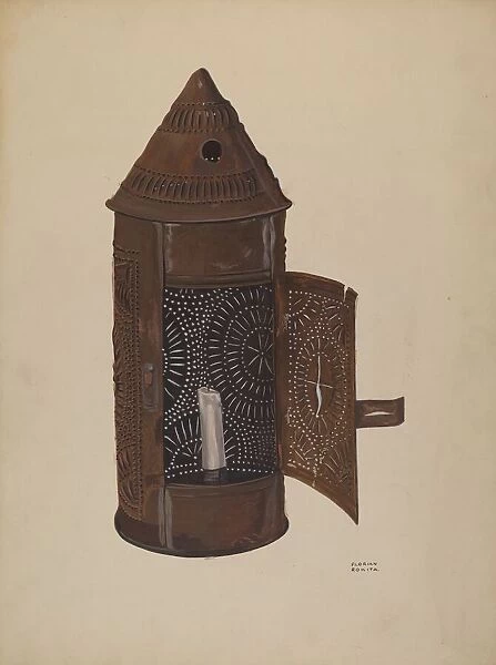 Pierced Iron Lantern, c. 1936. Creator: Florian Rokita