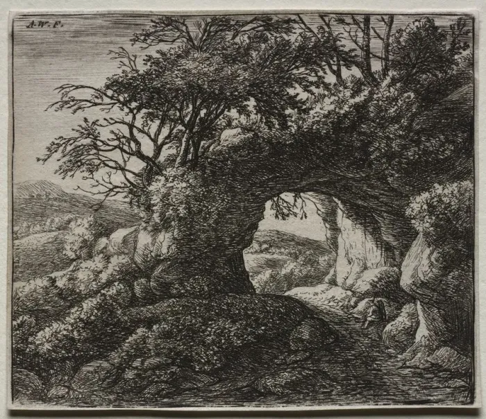 Framed Print : The Pierced Rock. Creator: Anthonie Waterloo (Dutch, 1609 / 10-1690) Framed Print : The Pierced Rock. Creator: Anthonie Waterloo (Dutch, 1609 / 10-1690)