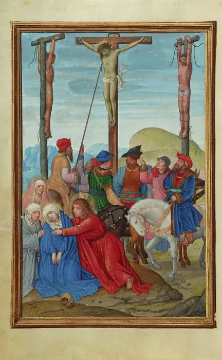 Framed Print : The Piercing of Christ's Side; Prayer Book of Cardinal Albrecht of Brandenburg, about 1525-1530. Creator: Simon Bening Framed Print : The Piercing of Christ's Side; Prayer Book of Cardinal Albrecht of Brandenburg, about 1525-1530. Creator: Simon Bening