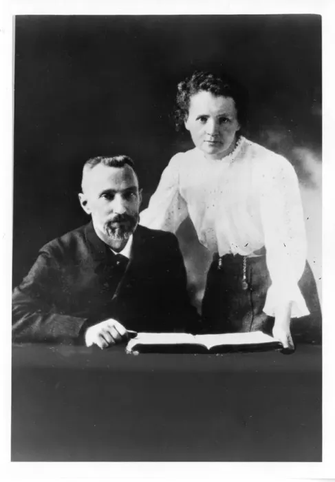 Framed Print : Pierre Curie (1859-1906) and Marie Sklodowska Curie (1867-1934) Artist: Anonymous Framed Print : Pierre Curie (1859-1906) and Marie Sklodowska Curie (1867-1934) Artist: Anonymous