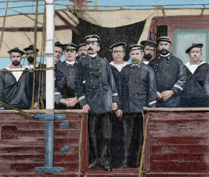 Framed Print : Pierre Loti aboard the gunboat Javelot, 1892. Creator: Unknown