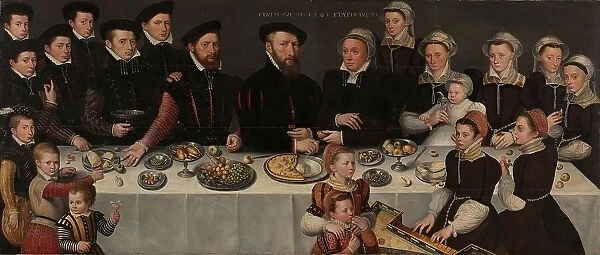 Pierre de Moucheron (1508-67), his Wife Isabeau de Gerbier, their eighteen Children, their Son-in-La Creator: Anon