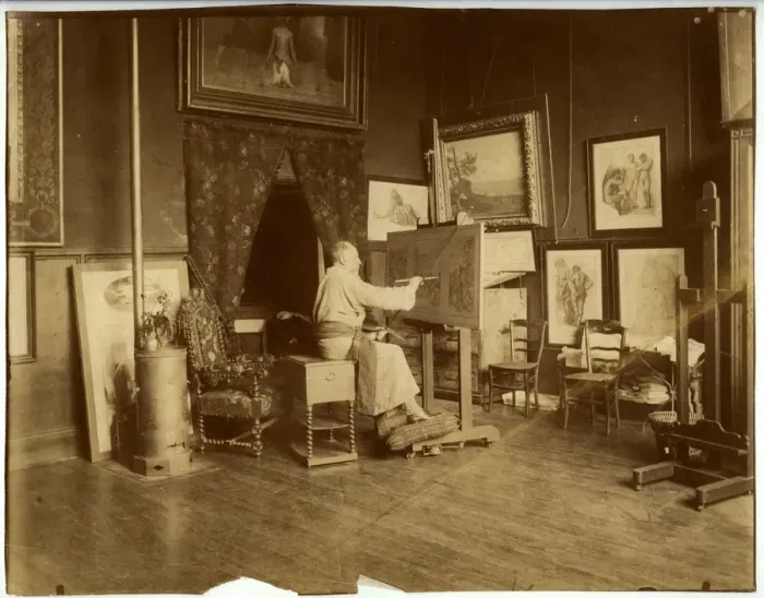 Framed Print : Pierre Puvis de Chavannes (1824-1898) in his workshop, c. 1890 Framed Print : Pierre Puvis de Chavannes (1824-1898) in his workshop, c. 1890