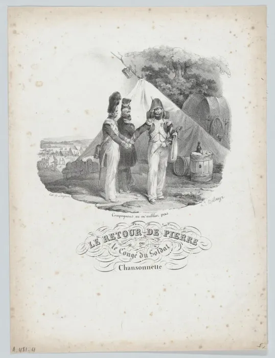 Framed Print : Pierres Return or The Soldiers Vacation, possibly 1829. Creator: Hippolyte Bellangé Framed Print : Pierres Return or The Soldiers Vacation, possibly 1829. Creator: Hippolyte Bellangé
