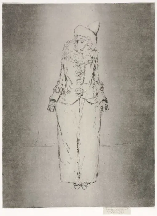 Framed Print : Pierrot en Pied, Portrait of Lady A. C. 1888. Creator: Theodore Roussel (French, 1847-1926) Framed Print : Pierrot en Pied, Portrait of Lady A. C. 1888. Creator: Theodore Roussel (French, 1847-1926)