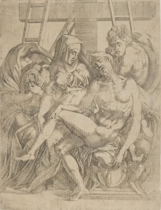 Framed Print : Pieta, 1540-45. Creator: Antonio Fantuzzi Framed Print : Pieta, 1540-45. Creator: Antonio Fantuzzi