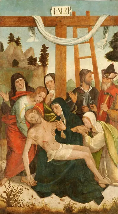 Framed Print : Pieta. Artist: Borgona, Juan de (active 1495-1535) Framed Print : Pieta. Artist: Borgona, Juan de (active 1495-1535)