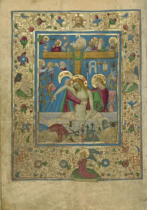 Framed Print : The Pieta; Book of Hours, about 1460. Creator: Unknown Framed Print : The Pieta; Book of Hours, about 1460. Creator: Unknown